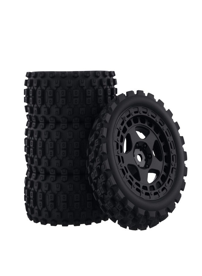 NMNRC Pre Glued Wheel and Tires Plastic Rim Rubber for 1/18 Typhon Grom 223S Series Upgrades Part Black - Image 1